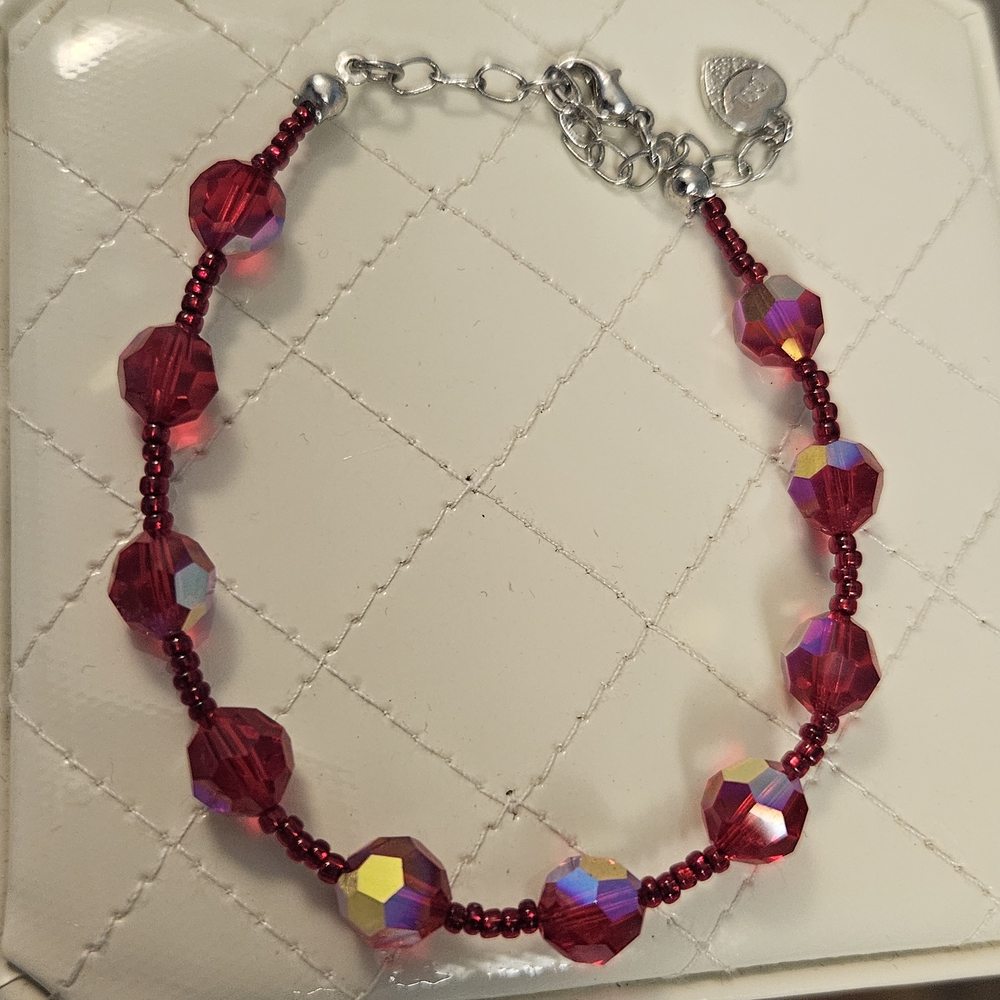 Festive Red Beaded Bracelet